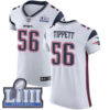 #56 Elite Andre Tippett White Nike NFL Road Men’s Jersey New England Patriots Vapor Untouchable Super Bowl LIII Bound