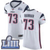#73 Elite John Hannah White Nike NFL Road Men’s Jersey New England Patriots Vapor Untouchable Super Bowl LIII Bound