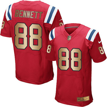 Nike Patriots #88 Martellus Bennett Red Alternate Men’s Stitched NFL Elite Gold Jersey