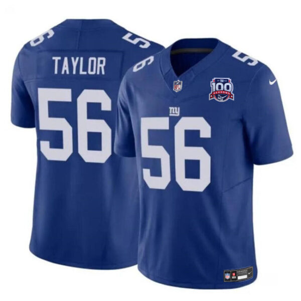 Jersey New York Giants #56 Lawrence Taylor Blue 2024 FUSE 100TH Season Patch