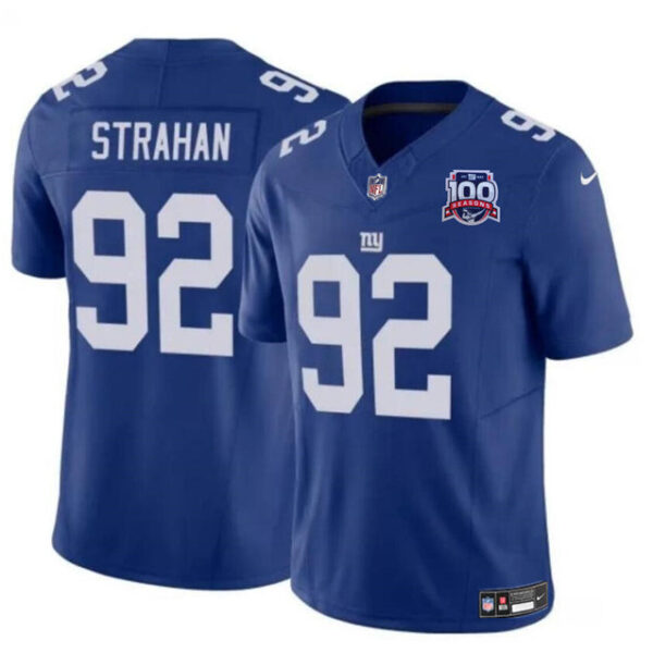 Jersey New York Giants #92 Michael Strahan Blue 2024 FUSE 100TH Season Patch