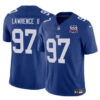 Jersey New York Giants #97 Dexter Lawrence II Blue 2024 FUSE 100TH Season Patch