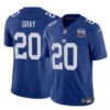 Jersey New York Giants #20 Eric Gray Blue 2024 FUSE 100TH Season Patch Vapor Untouchable