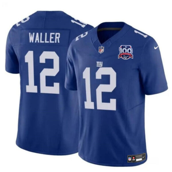 Jersey New York Giants #12 Darren Waller Blue 2024 FUSE 100TH Season Patch Vapor