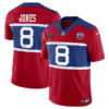 New York Giants #8 Daniel Jones Red 2024 FUSE Alternate With 4 Star C Patch Jersey