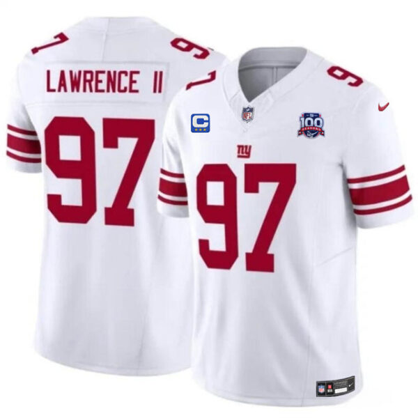 New York Giants #97 Dexter Lawrence II White 2024 FUSE With 3 Star C Patch Jersey