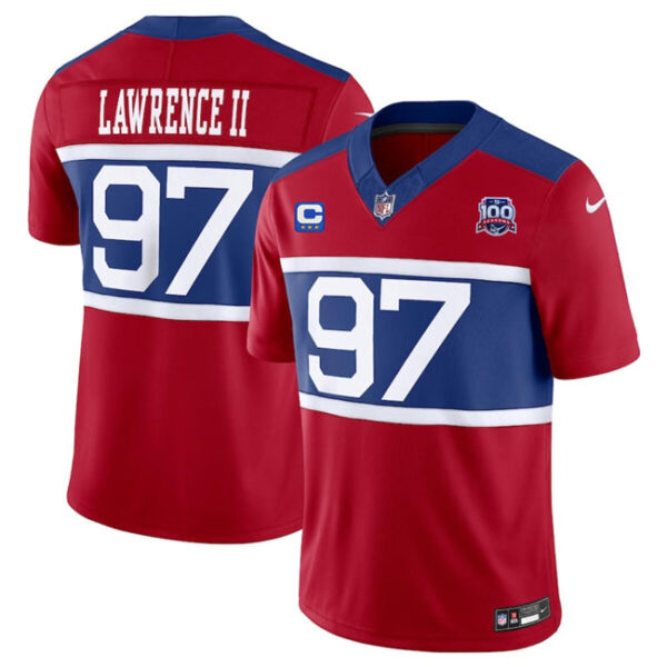 New York Giants #97 Dexter Lawrence II Red 2024 FUSE Alternate With 3 Star C Patch Jersey