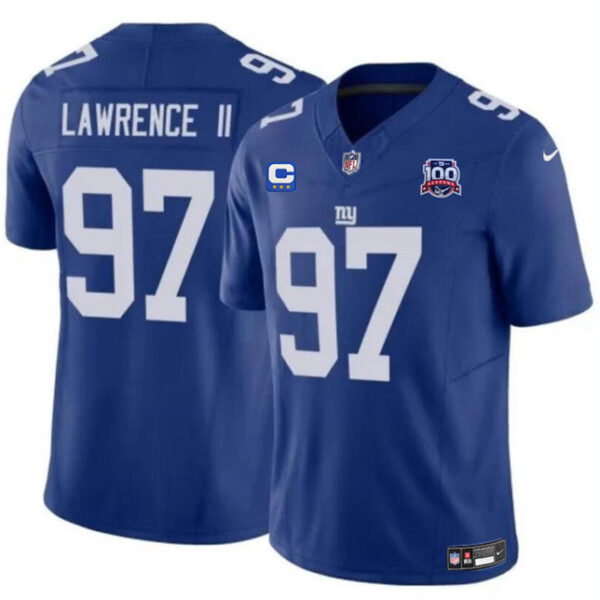 New York Giants #97 Dexter Lawrence II Blue 2024 FUSE With 3 Star C Patch Jersey