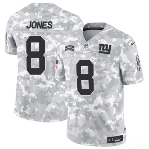 New York Giants #8 Daniel Jones 2024 FUSE Arctic Camo Salute To Service Limited Football Stitched Jersey