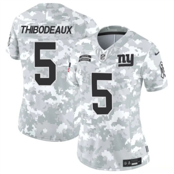 Women New York Giants #5 Kayvon Thibodeaux 2024 FUSE Arctic Camo Salute To Service Limited Football Stitched Jersey