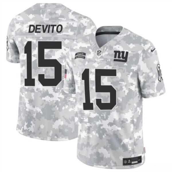 New York Giants #15 Tommy Devito 2024 FUSE Arctic Camo Salute To Service Limited Football Stitched Jersey