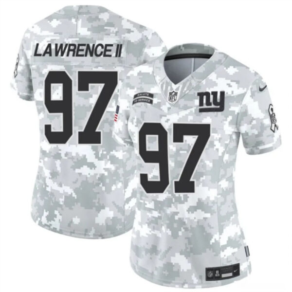 Women New York Giants #97 Dexter Lawrence II 2024 FUSE Arctic Camo Salute To Service Limited Football Stitched Jersey