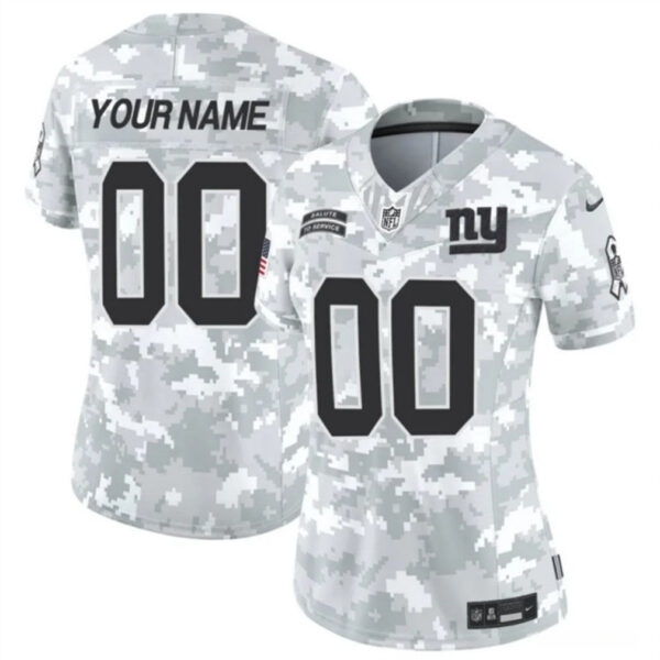 Women New York Giants Active Player Custom 2024 FUSE Arctic Camo Salute To Service Limited Football Stitched Jersey
