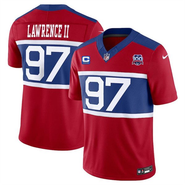 New York Giants #97 Dexter Lawrence II Red 2024 FUSE Alternate With 3 Star C Patch And 100TH Season Patch Vapor Untouchable Limited