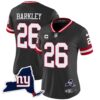 Women’s Giants New York State Map Patch Limited Jersey V2 – All Stitched – Black – Saquon Barkley