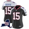 Women’s Giants New York State Map Patch Limited Jersey V2 – All Stitched – Black Alternate – Tommy DeVito