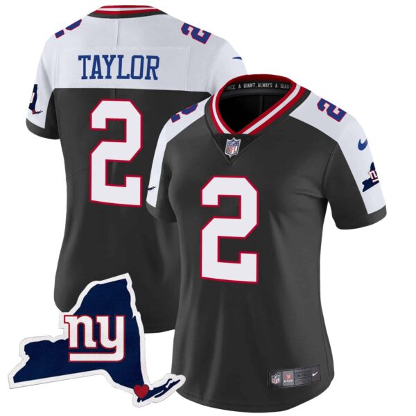Women’s Giants New York State Map Patch Limited Jersey V2 – All Stitched – Black Alternate – Tyrod Taylor