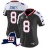 Women’s Giants New York State Map Patch Limited Jersey V2 – All Stitched – Black Alternate – Daniel Jones