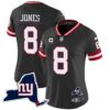 Women’s Giants New York State Map Patch Limited Jersey V2 – All Stitched – Black – Daniel Jones