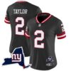 Women’s Giants New York State Map Patch Limited Jersey V2 – All Stitched – Black – Tyrod Taylor