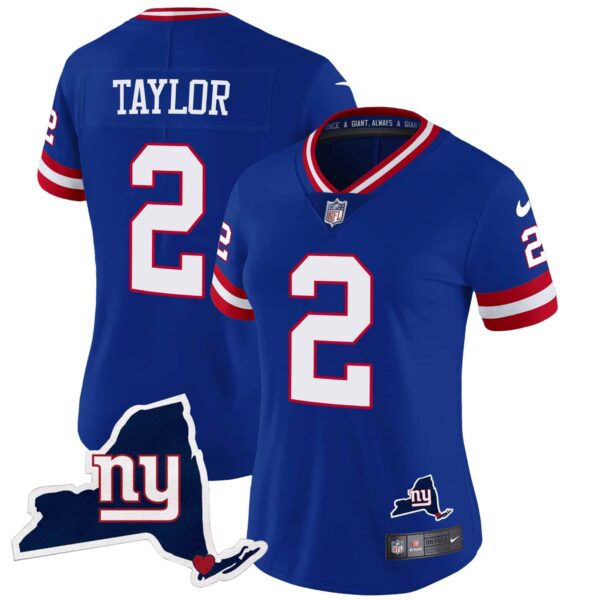 Women’s Giants New York State Map Patch Limited Jersey V2 – All Stitched – Royal – Tyrod Taylor