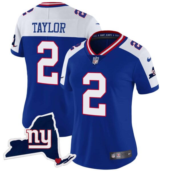 Women’s Giants New York State Map Patch Limited Jersey V2 – All Stitched – Royal Alternate – Tyrod Taylor