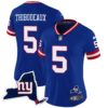 Women’s Giants New York State Map Patch Limited Jersey V2 – All Stitched – Royal – Kayvon Thibodeaux