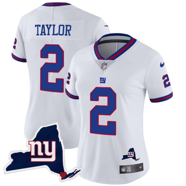 Women’s Giants New York State Map Patch Limited Jersey V2 – All Stitched – White – Tyrod Taylor