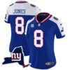 Women’s Giants New York State Map Patch Limited Jersey V2 – All Stitched – Royal Alternate – Daniel Jones