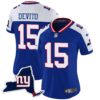Women’s Giants New York State Map Patch Limited Jersey V2 – All Stitched – Royal Alternate – Tommy DeVito