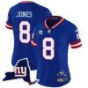 Women’s Giants New York State Map Patch Limited Jersey V2 – All Stitched – Royal – Daniel Jones