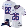 Women’s Giants New York State Map Patch Limited Jersey V2 – All Stitched – White – Saquon Barkley