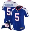 Women’s Giants New York State Map Patch Limited Jersey V2 – All Stitched – Royal Alternate – Kayvon Thibodeaux