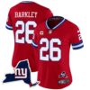 Women’s Giants New York State Map Patch Limited Jersey V2 – All Stitched – Red – Saquon Barkley