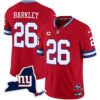 Men’s Giants New York State Map Patch Limited Jersey V2 – All Stitched – Red – Saquon Barkley