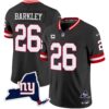 Men’s Giants New York State Map Patch Limited Jersey V2 – All Stitched – Black – Saquon Barkley
