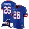 Men’s Giants New York State Map Patch Limited Jersey V2 – All Stitched – Royal – Saquon Barkley