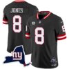 Men’s Giants New York State Map Patch Limited Jersey V2 – All Stitched – Black – Daniel Jones
