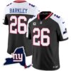 Men’s Giants New York State Map Patch Limited Jersey V2 – All Stitched – Black Alternate – Saquon Barkley