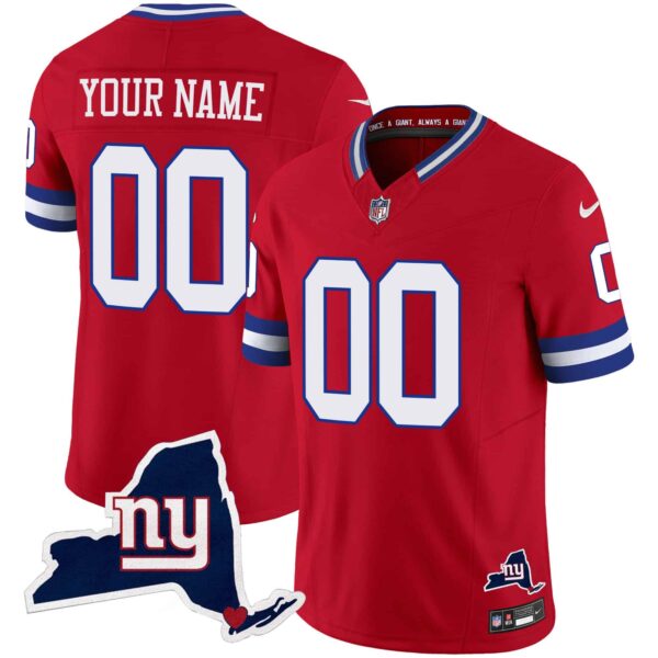 Giants New York State Map Patch Limited Custom Jersey V2 – All Stitched – Men – Red