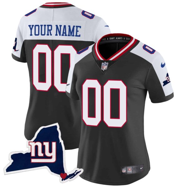 Giants New York State Map Patch Limited Custom Jersey V2 – All Stitched – Women – Black Alternate