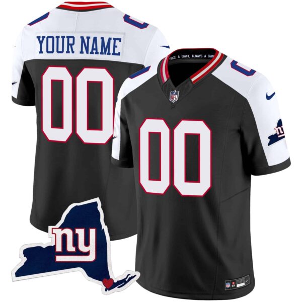 Giants New York State Map Patch Limited Custom Jersey V2 – All Stitched – Youth – Black Alternate