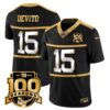 Men’s New York Giants “Century Red’ 100TH Season Commemorative Vapor Jersey – All Stitched – Black Gold – Tommy DeVito