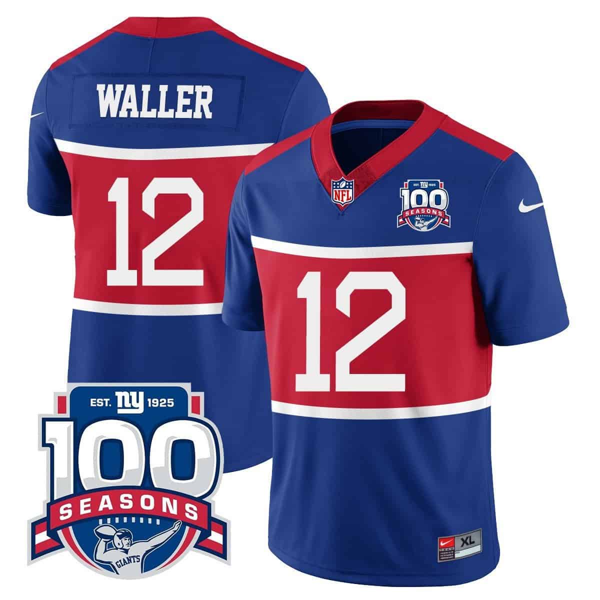 Men’s New York Giants “Century Red’ 100TH Season Commemorative Vapor Jersey – All Stitched – Royal – Darren Waller