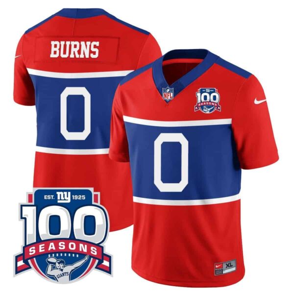 Men’s New York Giants “Century Red’ 100TH Season Commemorative Vapor Jersey – All Stitched – Red – Brian Burns