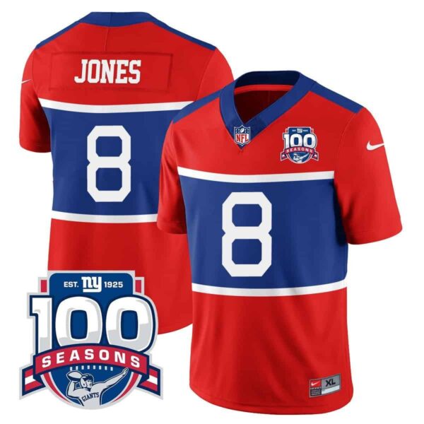 Men’s New York Giants “Century Red’ 100TH Season Commemorative Vapor Jersey – All Stitched – Red – Daniel Jones