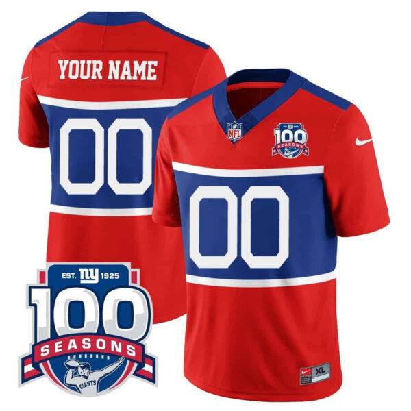 New York Giants “Century Red’ 100TH Season Commemorative Vapor Custom Jersey – All Stitched – Men – Red