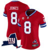 Women’s Giants New York State Map Patch Limited Jersey V2 – All Stitched – Red – Daniel Jones