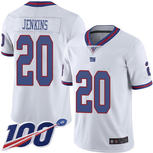 Nike Giants #20 Janoris Jenkins White Men’s Stitched NFL Limited Rush 100th Season Jersey