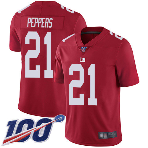 Nike Giants #21 Jabrill Peppers Red Alternate Men’s Stitched NFL 100th Season Vapor Limited Jersey